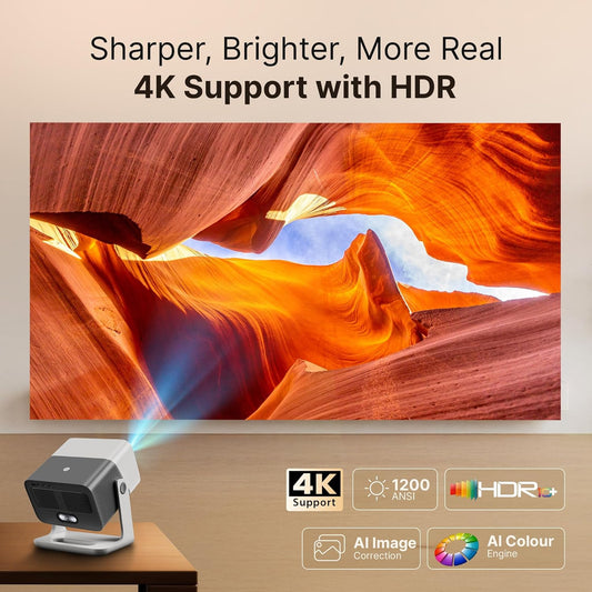 Crossbeats Lumex Vista Projector 4K Ultra HD [Dolby Audio Official] Android TV, 1080p Native, 1200 ANSI, 300'' Display, WiFi, Smart Mini Projector...